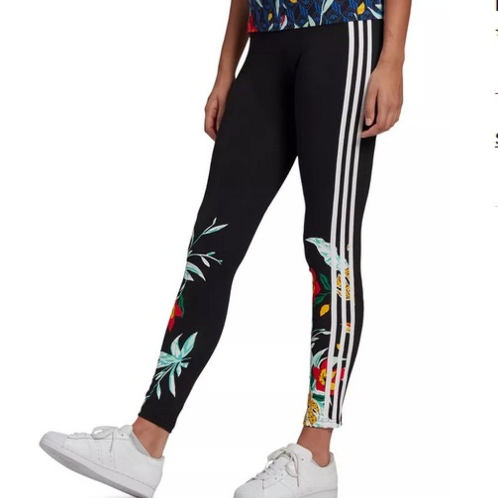 Adidas Women's 3 Stripe HER Studio Floral Leggings Pants Tights Size S